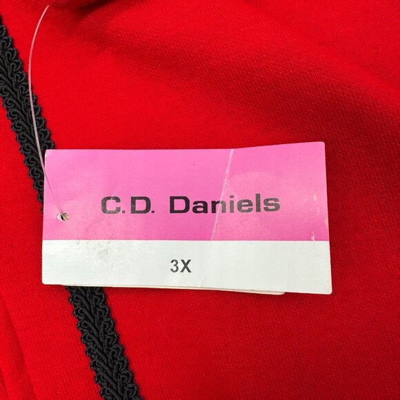 Vintage Womens 3X Red Cardigan Jacket Black Trim CD Daniels 1990s Shoulder Pads - Picture 9 of 12